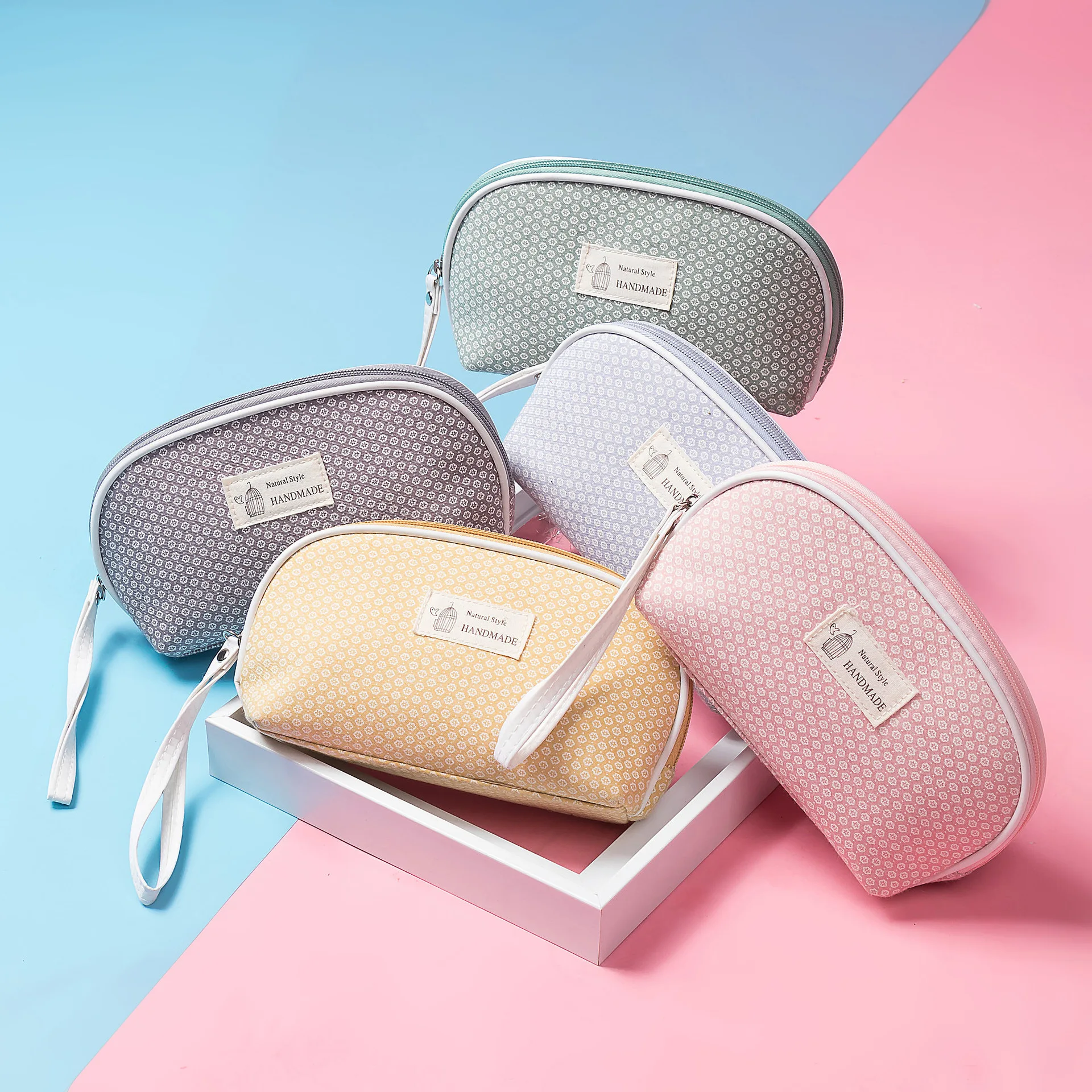 Модный простой портативный холщовый дорожный милый чехол с цветочным рисунком