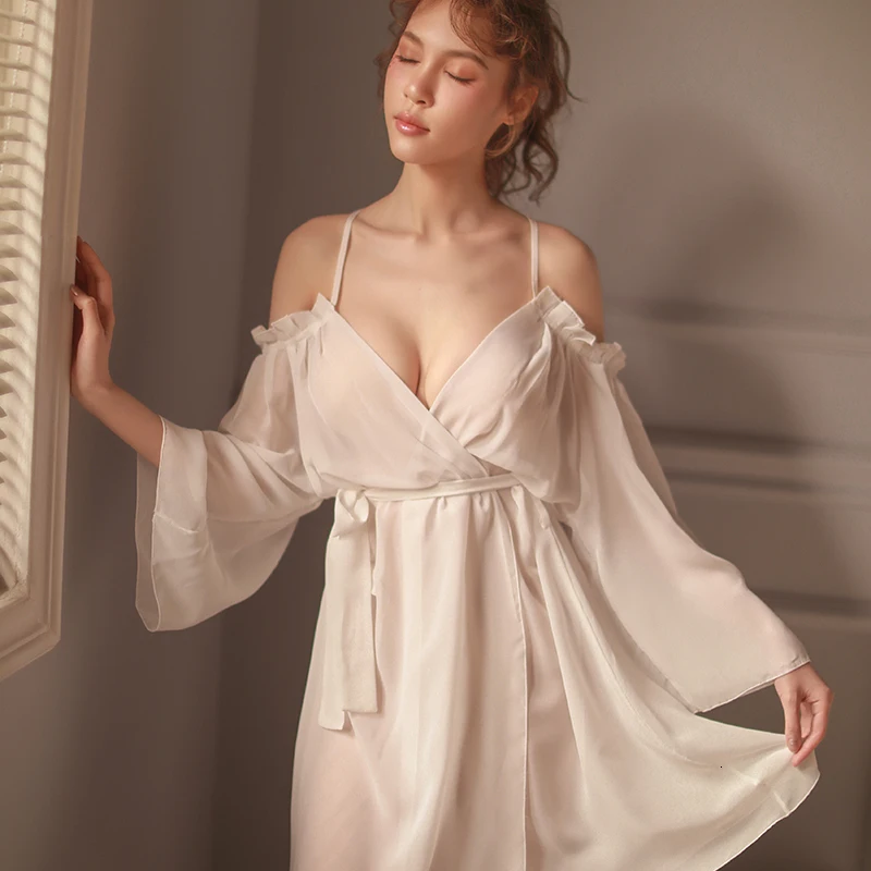 Сексуальная кружевная свободная ночная рубашка с подвязками V Line Princess Long Sleeping женское белье с низким вырезом ночная рубашка