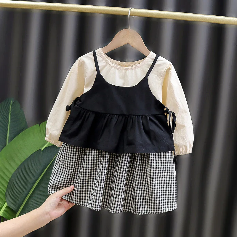 

Mosengkw осеннее разноцветное детское платье для девочек с длинным рукавом корейское Модное детское платье