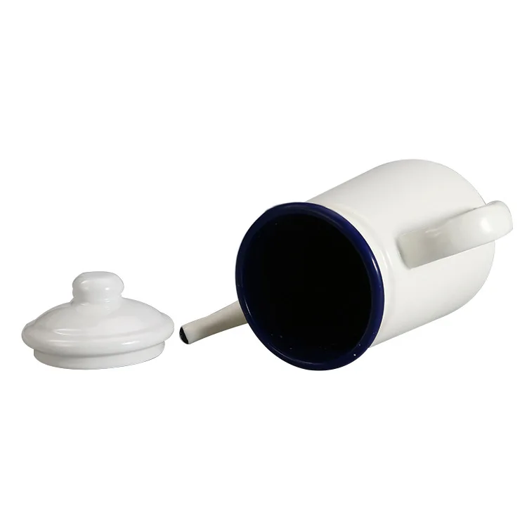 

1.1LThickened Enamel Thin Mouth Pots Drip Coffee Pot Gooseneck Spout Long Mouth Coffee Kettle Home Tea Tool bule Esmaltado