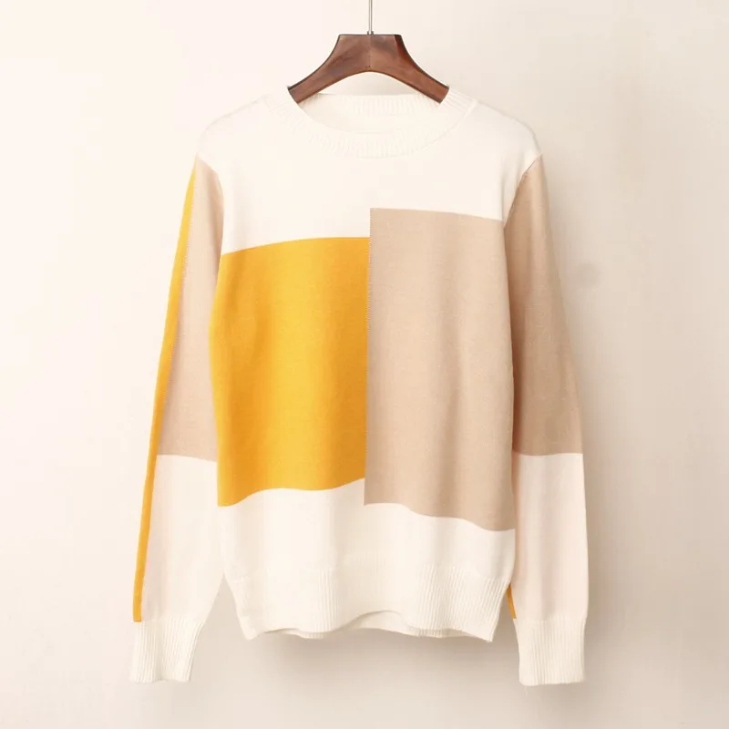 

New Multicolor Autumn Winter Women Sweater O-Neck Knitted Jumper Top Loose Casual Warm Femme Sweater