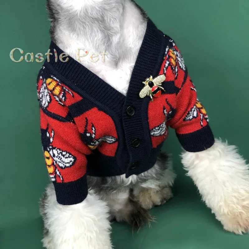 Весенний свитер со щенком кардиган теплый для собак классический дизайн одежда с