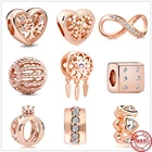 Новинка 2021 г., ажурные подвески в виде сердца из семейного дерева, подходят для оригинальных браслетов Pandora, серебро 925 пробы, браслет для женщин