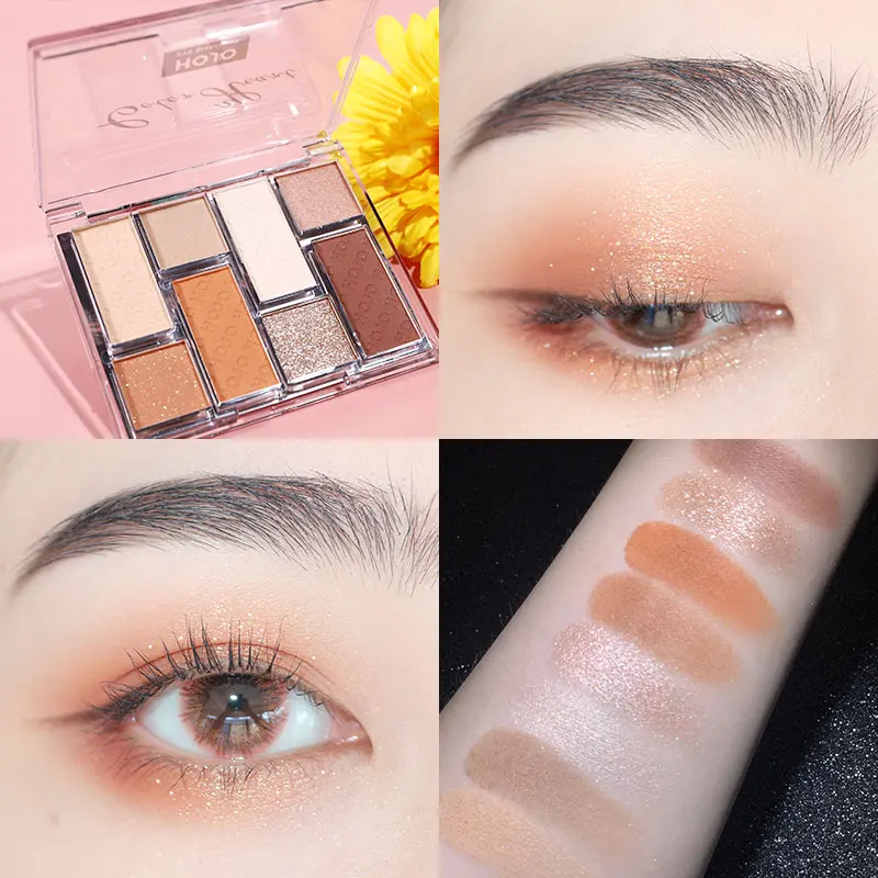 Палетка теней для век 8 цветов водостойкие не размазываются натуральные легко