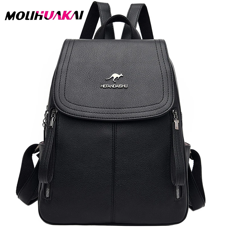 

Winter Style Women Leather Backpack Female Sac a Dos Travel Back pack Ladies Bagpack School Bags For Teenage Girls Preppy Style