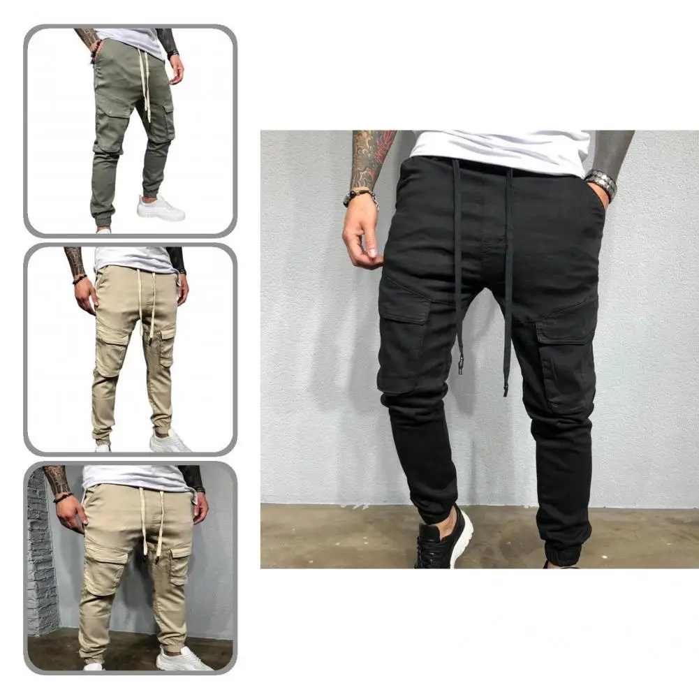 

Handsome Mid Waist Men Sports Pants Men Sweatpants Ankle-Length Quick Drying
