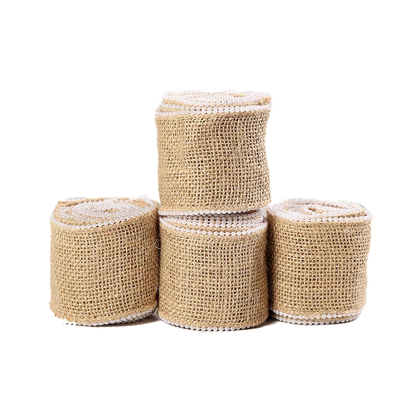 2 м/лот натуральная джутовая лента из мешковины Hessian белая жемчужная кружевная 6