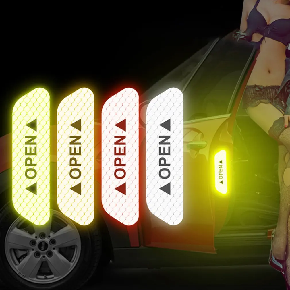 

1 PCS Open The Door Stickers Reflective Stickers Safety Warning Stickers Reflective Film Car Door Scratch-Resistant Stickers