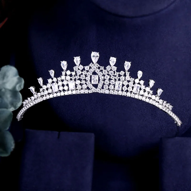 Janekelly Модные женские свадебные головные уборы с кубиком циркония оптовая продажа