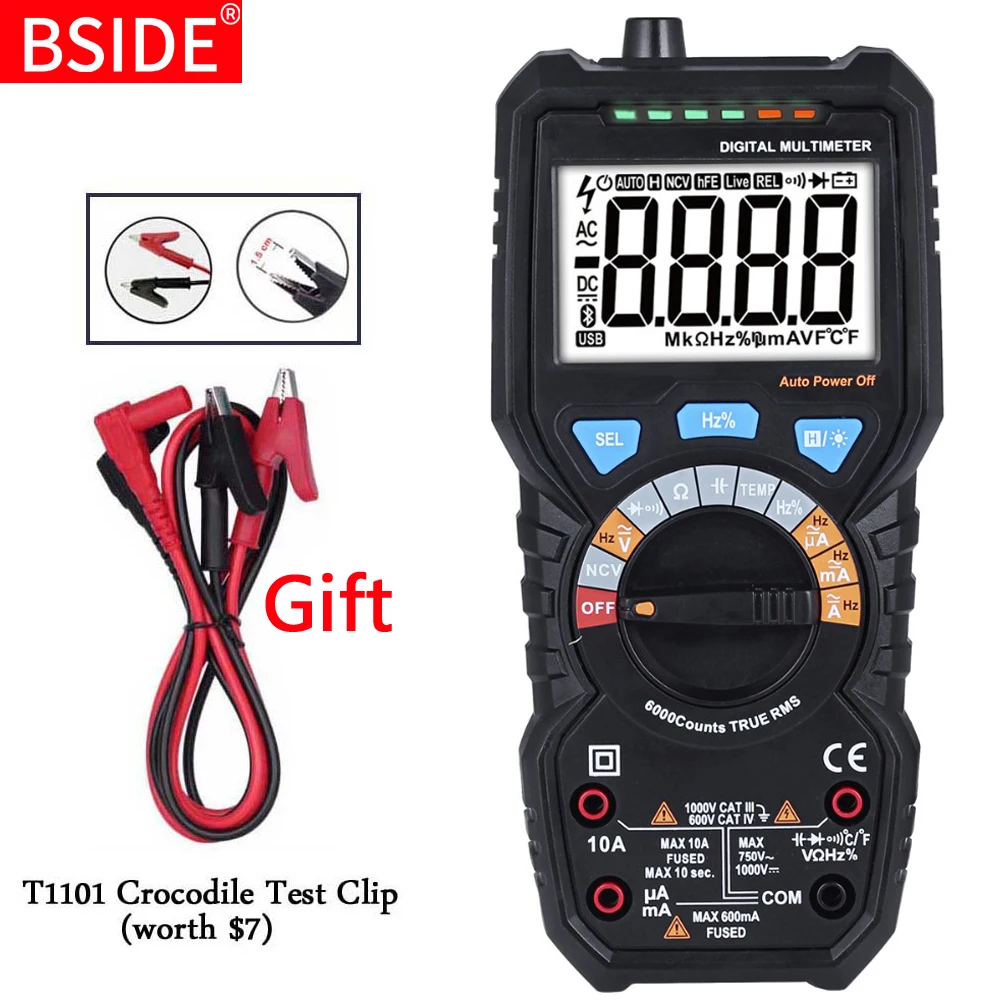 Цифровой мультиметр BSIDE ADM08 PRO True RMS Автоматический диапазон постоянного тока переменного тока Напряжение Емкость Сопротивление температура НТС Гц Тестер