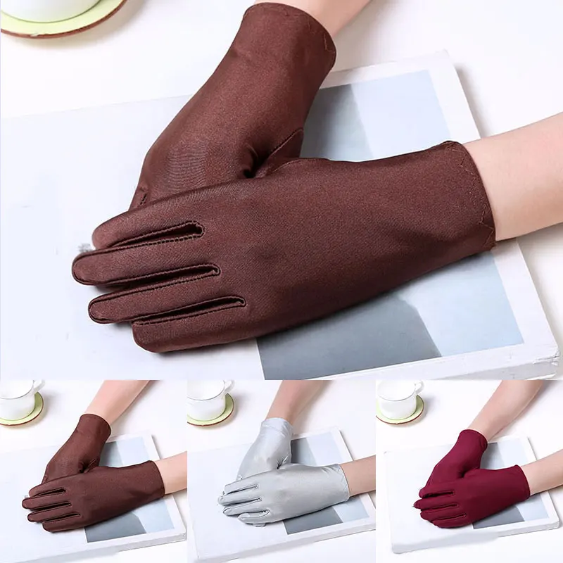 

Women Driving Gloves 1 Pairs Pure Color Etiquette Spandex Gloves Short Summer Thin Sun Protection Gloves Ladies Cycling Mittens