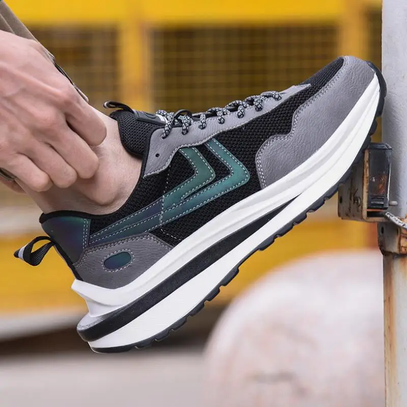 

J50 Men's Fashion Sneakers Original Casual Safety Shoes Mesh Ccloth Lace-Up Steel Toe Indestructible Security Boots Working Shoe
