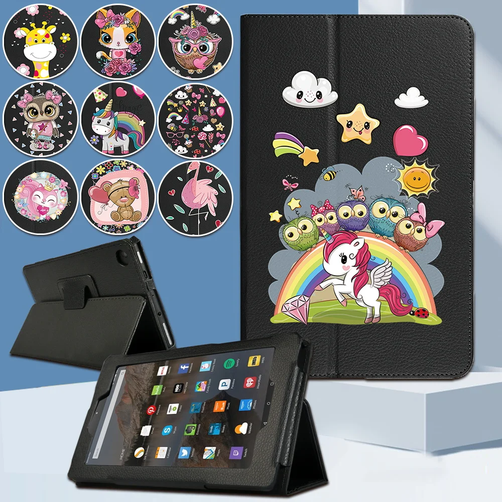 

Tablet Case for Amazon Fire 7(5th/7th/9th Gen)/HD 8(6th/7th/8th Gen)/HD 10(5th/7th/9th Gen) Cartoon Back Suppor Protective Cover