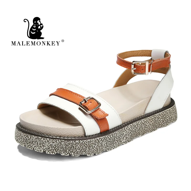 Женские сандалии MALEMONKEY коричневые на платформе и каблуке лето 1082 2020|Боссоножки