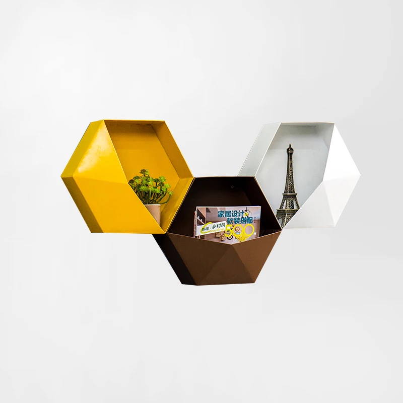 

Living room wall hexagon wall hanging rack wall bedroom dining room polygon room decorations wall pendant LB33018