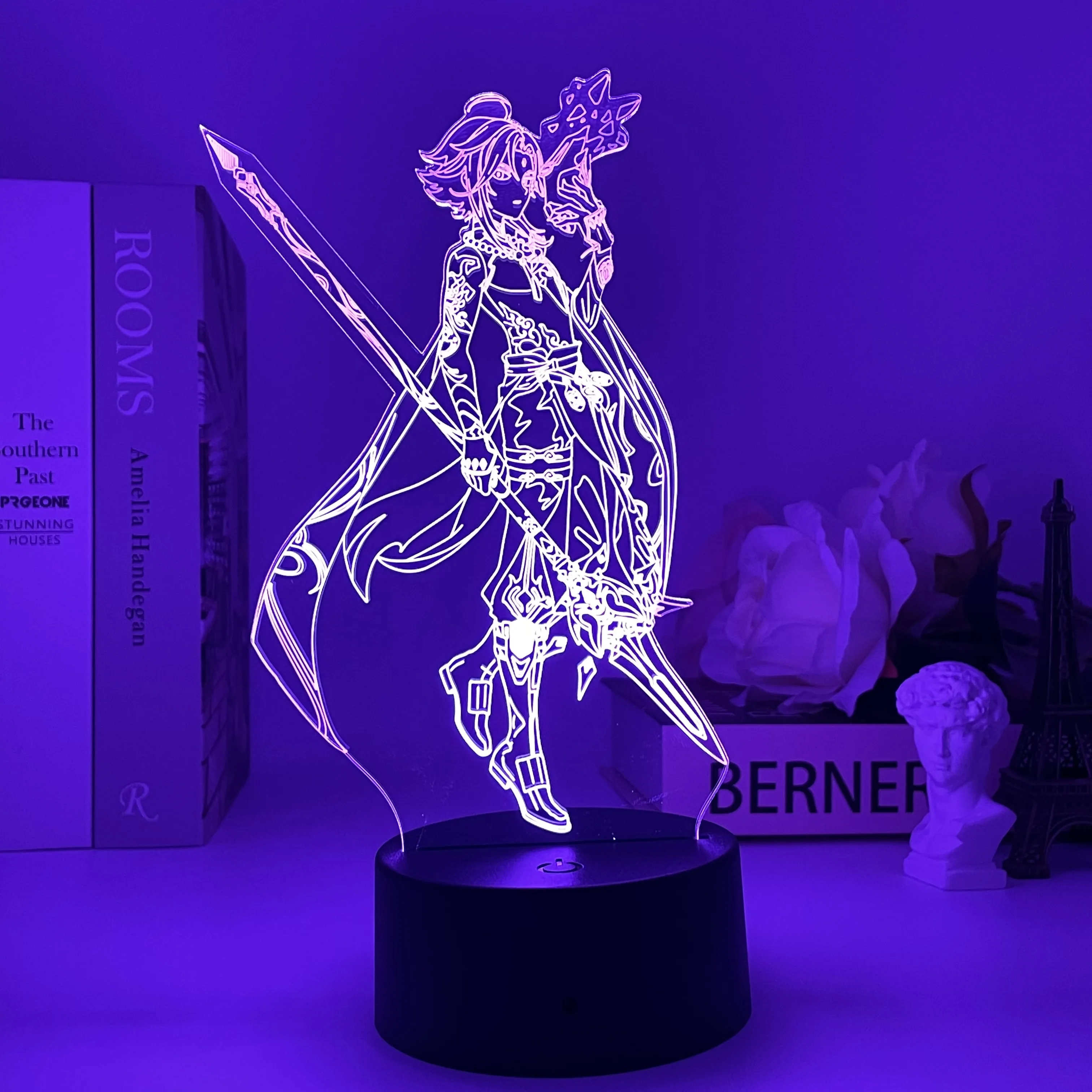 Ударный ночник Genshin 3D иллюзия аниме лампа для спальни Декор светодиодный