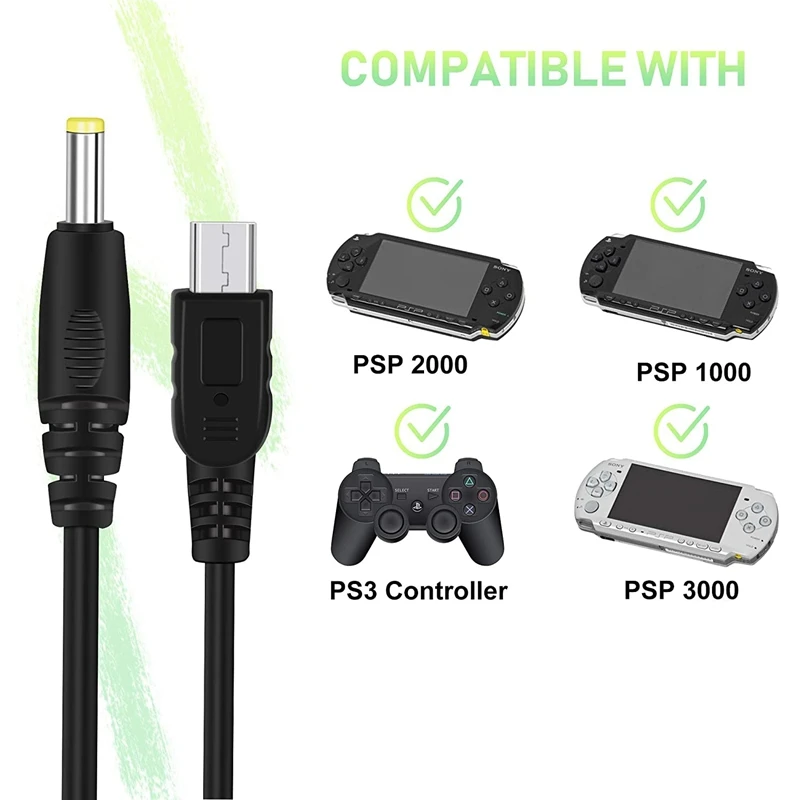 Комплект из 2 портативных USB-шнура питания и кабеля для передачи данных Sony Psp 1000 2000