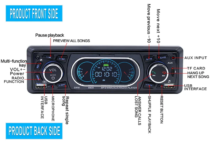 Onever Car Radio 1 Din 12V Bluetooth Stereo LCD Display Autoradio FM Aux Input Receiver USB MP3 60W X 4 High Power Output EQ | Автомобили