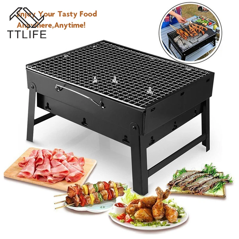 

TTLIFE Foldable BBQ Grills Patio Barbecue Charcoal Grill Stove Stainless Steel Outdoor Camping Picnic Barbecue Accessories Tools
