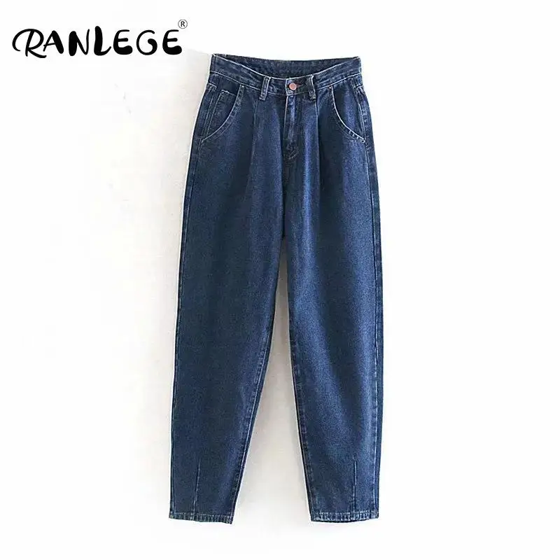 Женские свободные джинсы шаровары RANLEGE уличные джинсовые брюки с карманами для