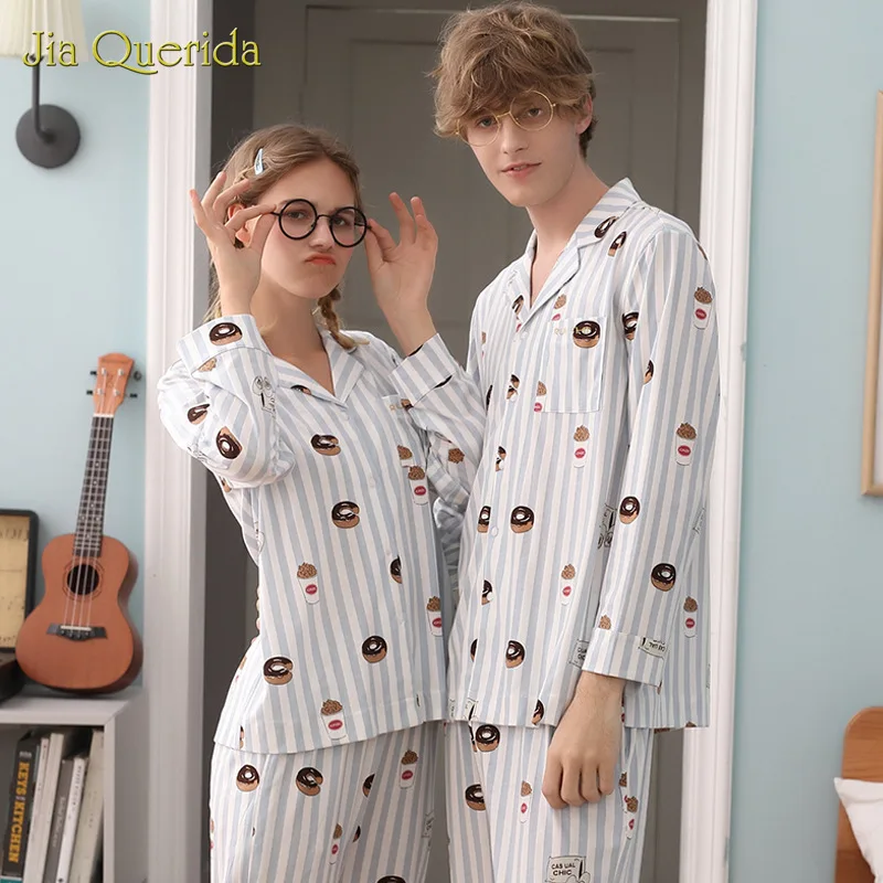 Пижамы Пары кардиган Повседневный 100% чистый хлопок с длинным рукавом Розовый