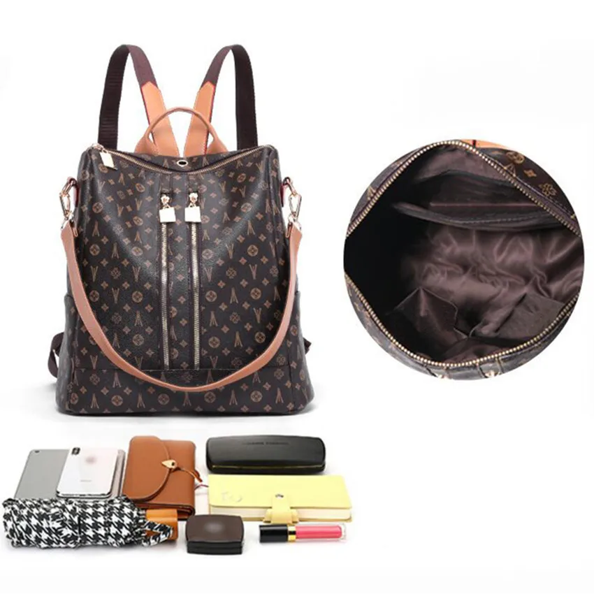 Ретро Дамский роскошный брендовый дизайнерский рюкзак для путешествий с