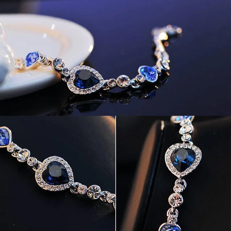 Браслет Ocean Heart с кристаллами Стразы Женский браслеты цепочки подарок летняя