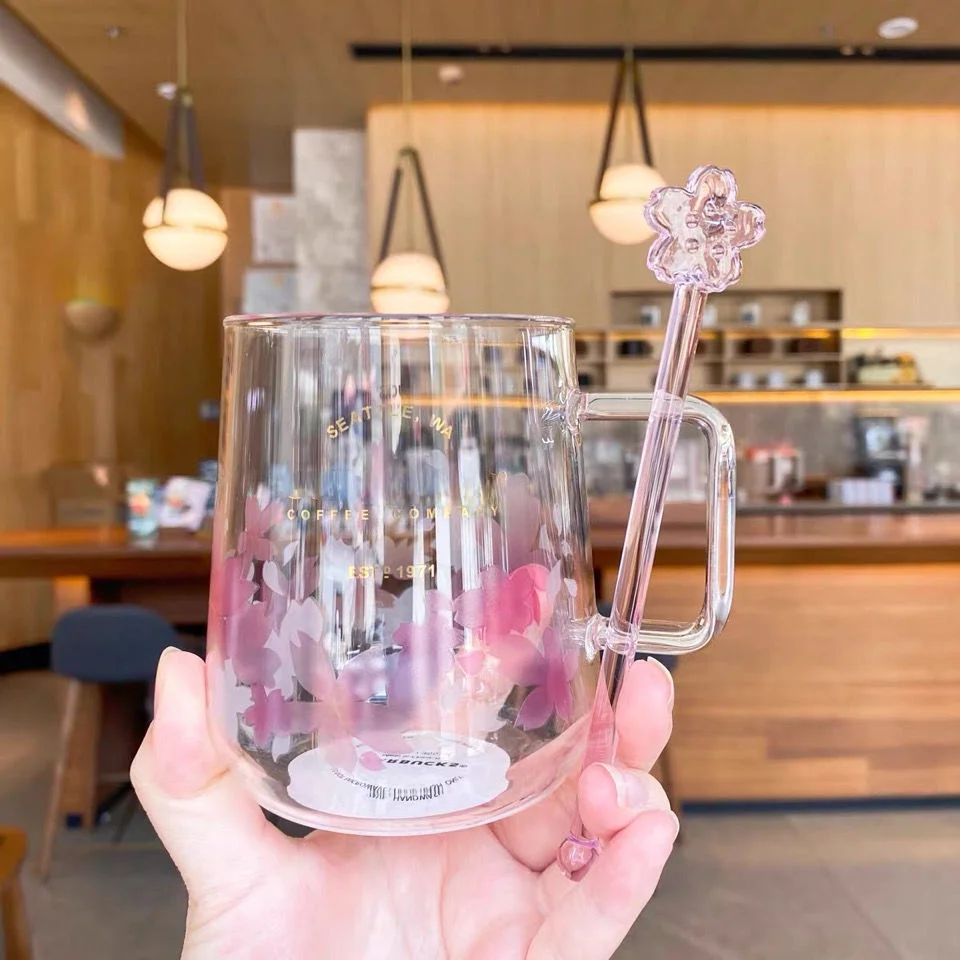 

Starbark Cup with Logo Sakura Cup Pink Cute Glass Coffee Mug Drinking Glasses Kawaii Mug Water Straw Cup Bottle Milk Tea Cup