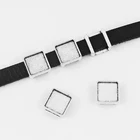 10 шт.лот простой геометрический квадратный безель с кабошоном, аксессуары для использования с плоскими кожаными шнурами 5 мм 10 мм