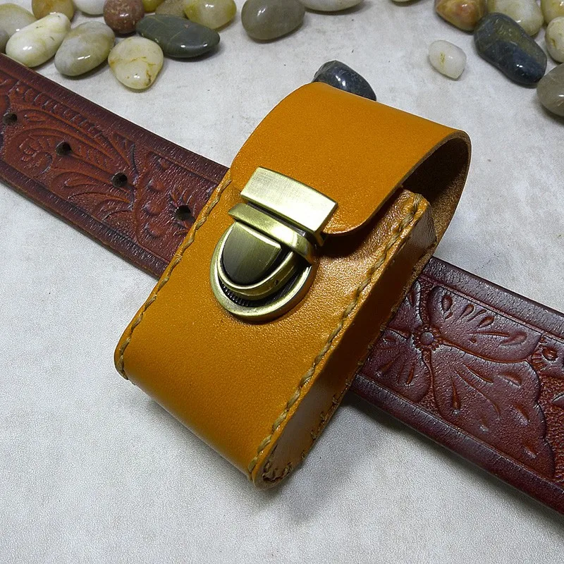 

Blongk Leather Folding Glasses Box Belt Pack Cowhide Hand-made Foldable Glasses Case Small Waist Bag Men Women PD-ZD