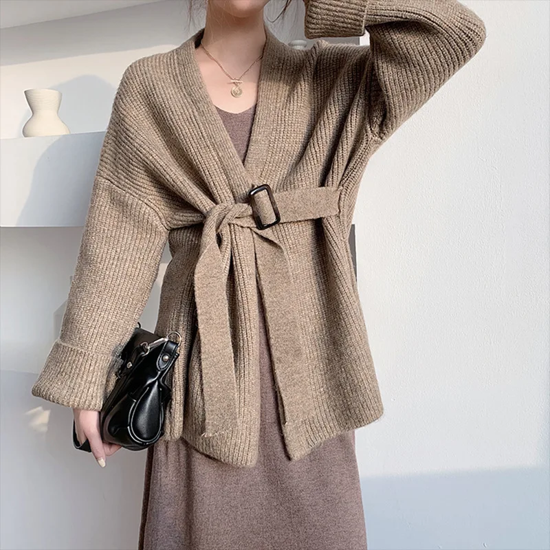 

Женский кардиган Осень-Зима Новинка Harajuku модное повседневное универсальное популярное вязаное Свободное пальто в Корейском стиле