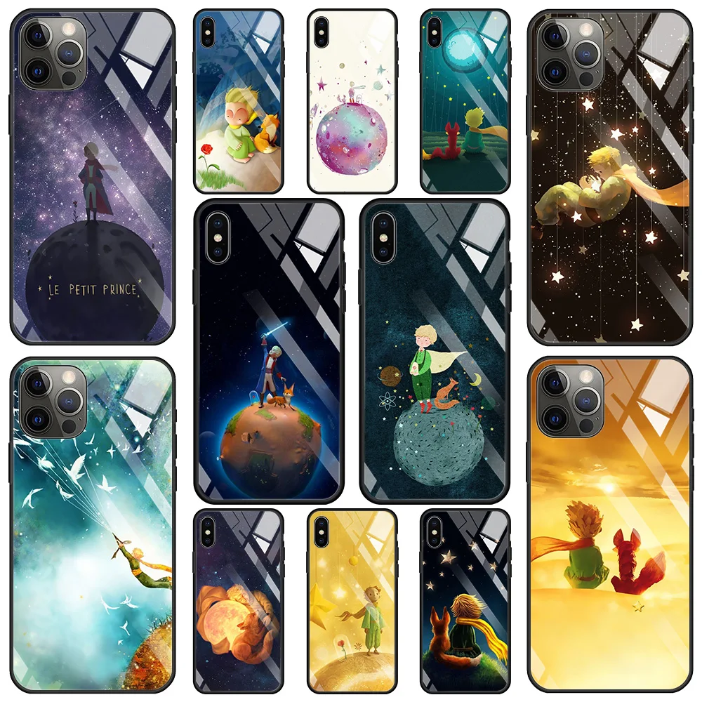 

Prince Fox Tempered Glass Case For iPhone 13 12 11 Pro Max 12Mini X XR XS Max 8 7 6s Plus SE 2020 Silicone Cover Phone Shell