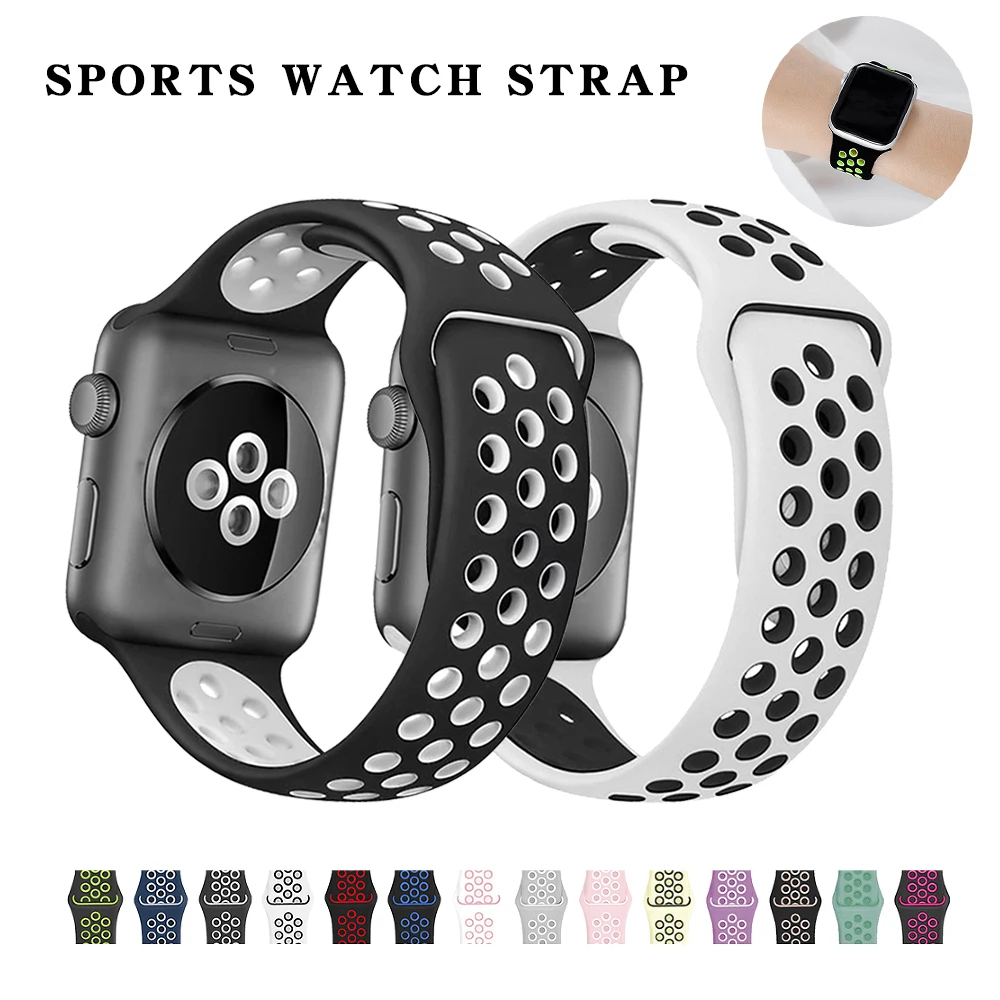 

Silicone Strap For Apple Watch band 40mm 44mm 38mm 42mm 44 mm Rubber watchband smartwatch bracelet iWatch series 3 4 5 6 se