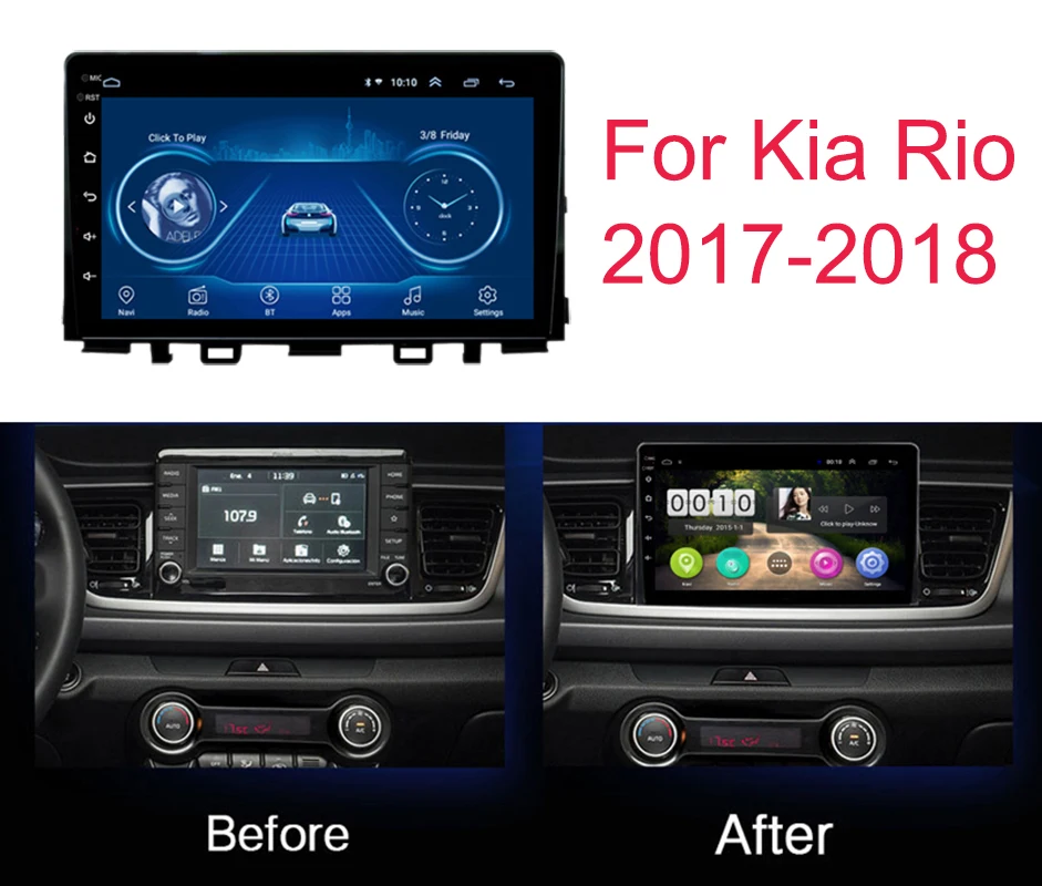 HOT SALE Android 8.1 2.5D Tempered HD Touchscreen 9 inch Radio for KIA k3 RIO 2017 with Bluetooth USB WIFI support SWC|Автомагнитолы| |