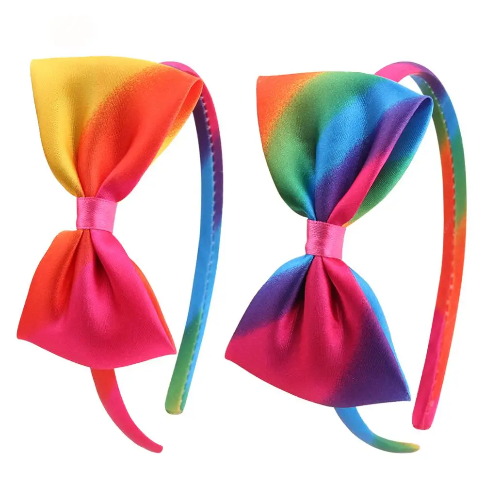 10 шт. атласная Радуга ободок с бантиком для девочки Дети женские аксессуары волос