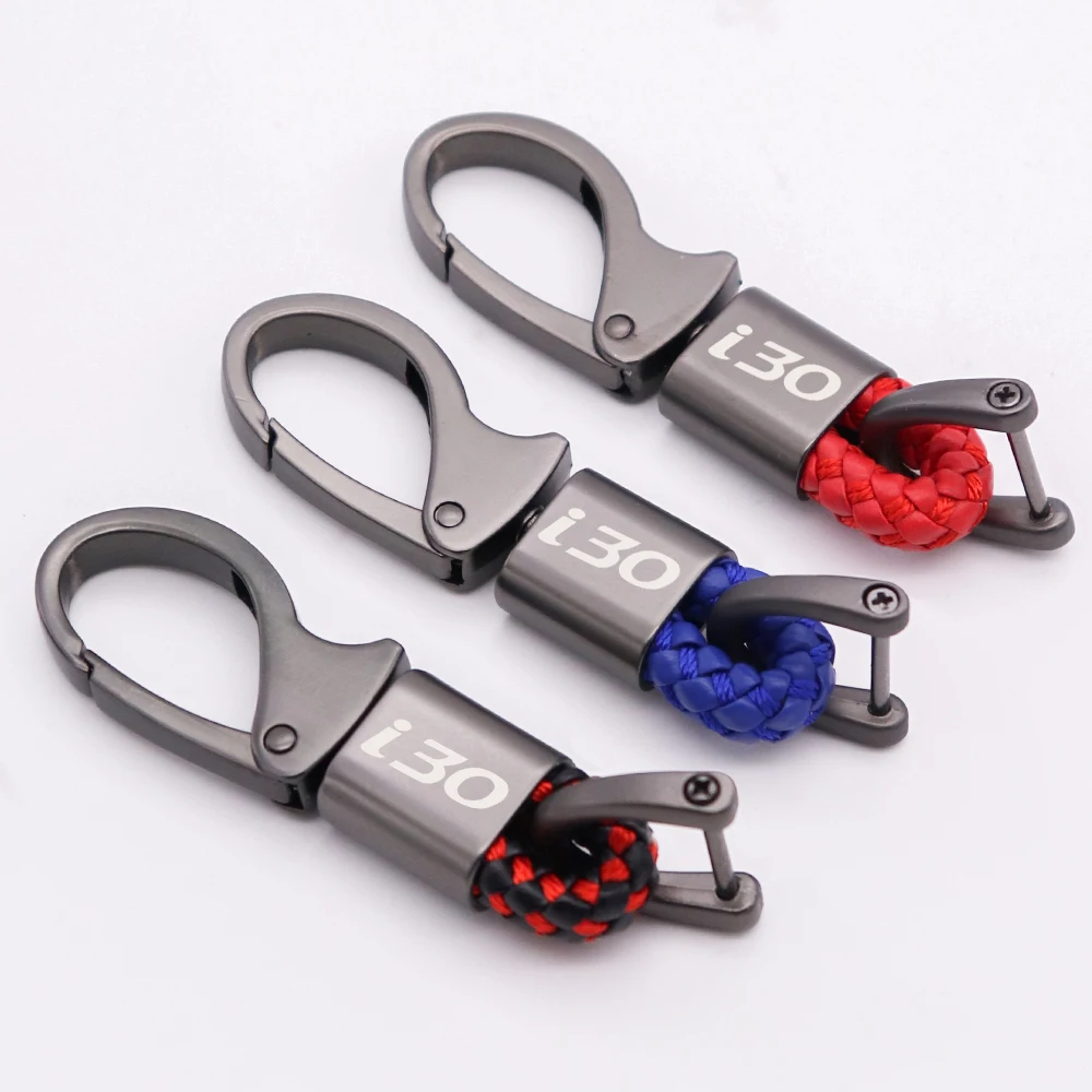 Автомобильная кожаная веревка эмблема брелок плетеная высокое качество для hyundai