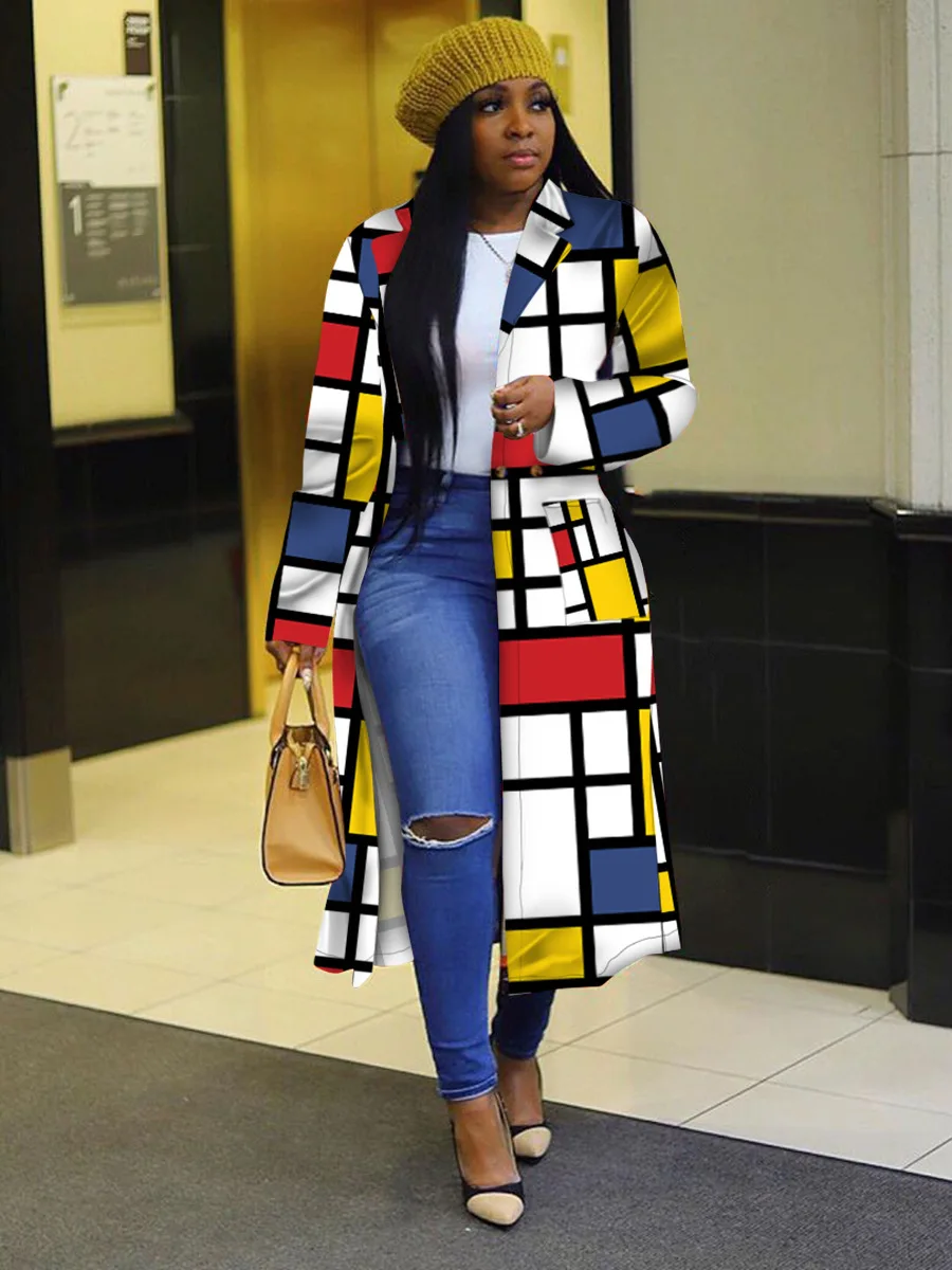 

African Clothes for Women 2021 Spring African Women Long Sleeve Printing Plus Sie Long Shirt Dress S-5XL