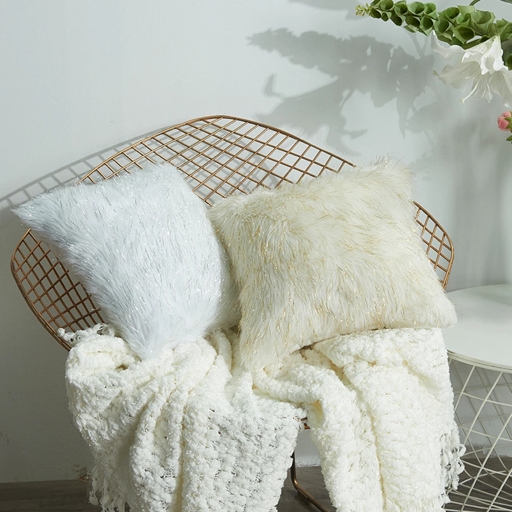 

2021 Soft Fur Plush Shaggy Fluffy Cushion Cover Pillowcase Home Decor Pillow Covers Living Room Sofa Decorative Cushion Covers