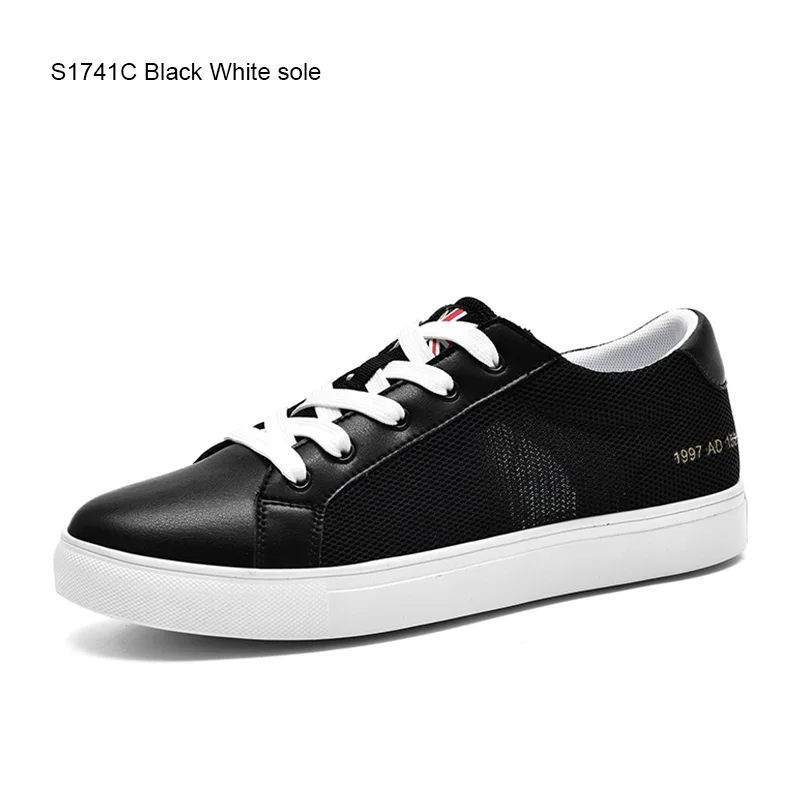 S1741C White Sole Мужские дышащие кроссовки SUROM, летне-весенние повседневные износостойкие туфли с круглым носком, удобные белые туфли на плоской подошве - Цвет: S1741C White Sole