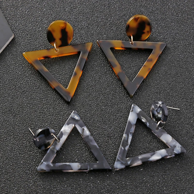 Cpop винтажные геометрические треугольные леопардовые серьги для женщин серые