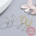 Маленькие серьги-Клипсы из серебра 100% пробы с фианитом, 10 мм