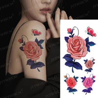 temporary waterproof stickers for sexy flower tattoo set women peony lily rose lotus flash fake tattoo arm ankle body art tatto