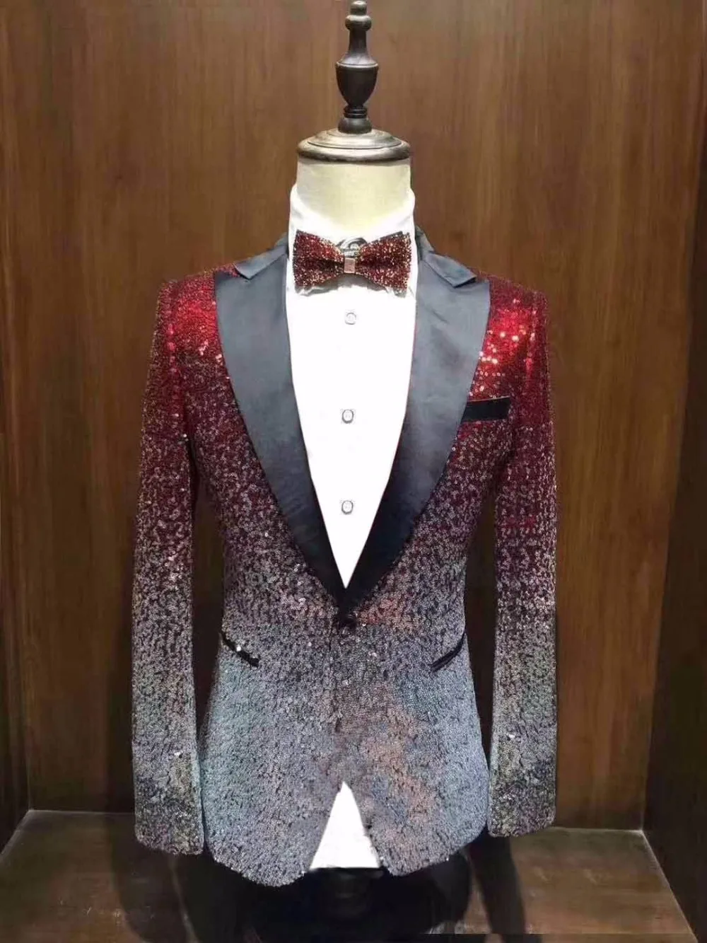 1 шт. Блестящий Мужской Блейзер костюм Slim Fit пиковая Нотч лацкан смокинг для вечеринка, Свадебный банкет ночной клуб блейзер