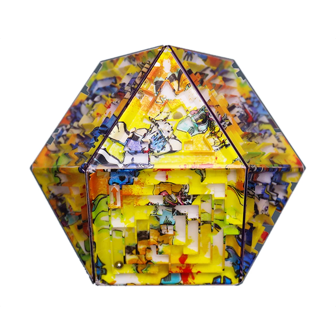 

3D Maze Cube Intelligent Toy Labyrinth Ball Toy Maze Ball Games Learning Educational Toy Gift - Tetrahedron Art Colorful L