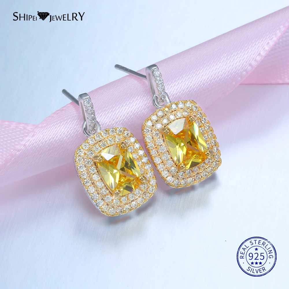 Женский ювелирный набор Shipei роскошные квадратные серьги подвески с желтым