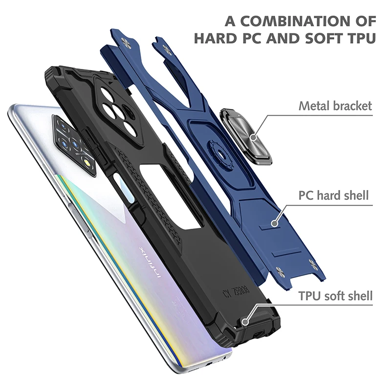 magnetic metal ring holder phone case for infinix zero 8 8i hot 9 10 play note 7 lite smart 4 soft tpu bumper hard pc back cover free global shipping