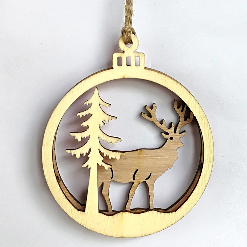 3 шт./компл. деревянные рождественские 3D маленькие Подвески Олень Рождественское