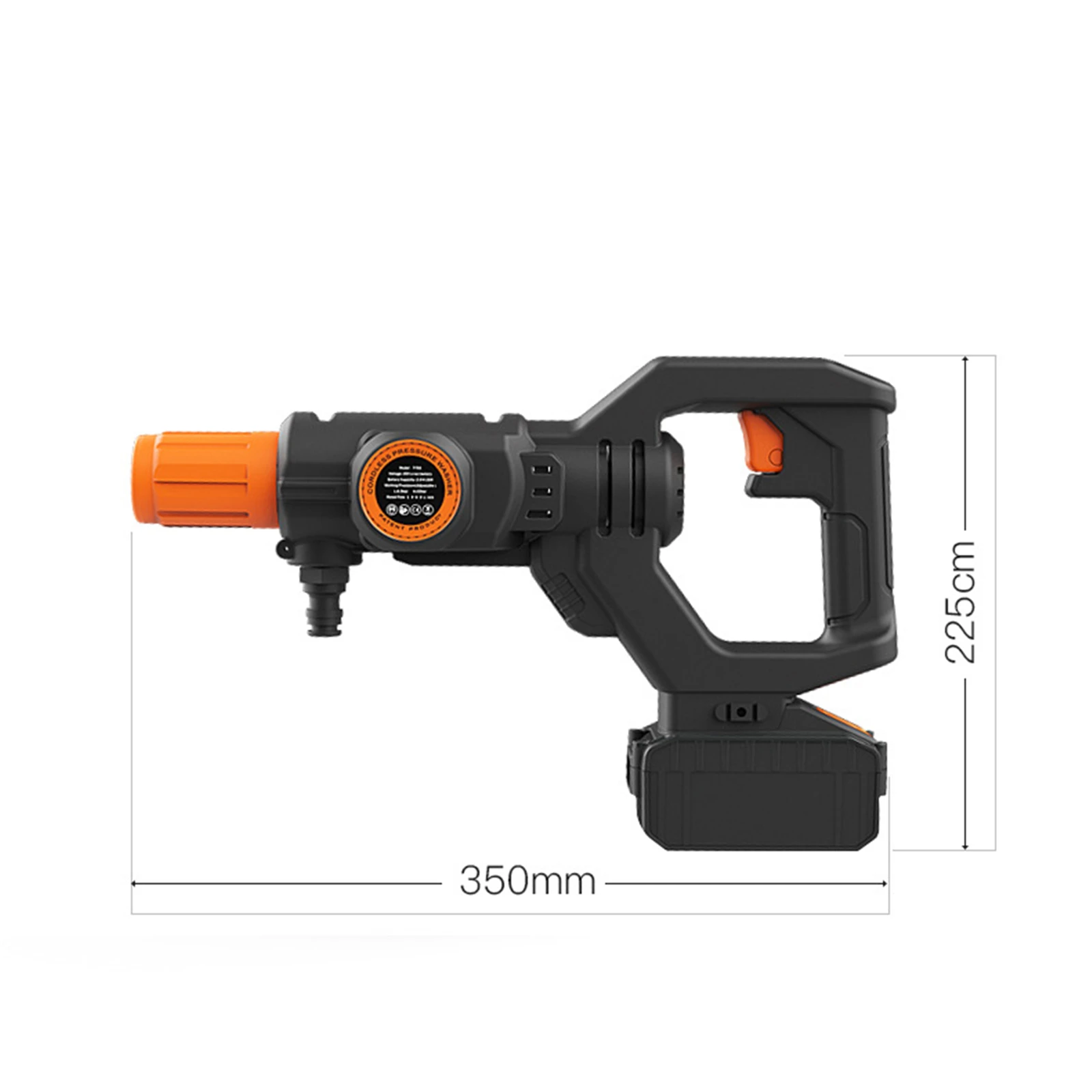 

4YANG Cordless Pressure Washer 435 PSI Portable Car Cleaner 3.0Ah Li-Ion Battery Two Nozzles Hose Fast Charger Foam Pot for Car