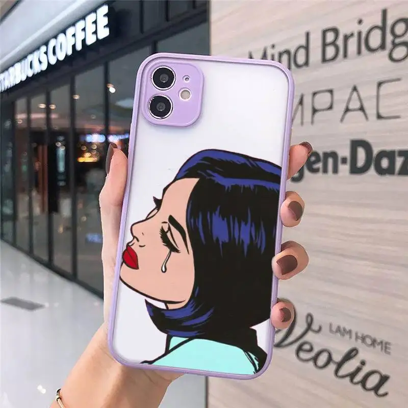 

Crying Comic Girl Painting Pop Art Phone Cases matte transparent For iphone 7 8 11 12 plus mini x xs xr pro max cover