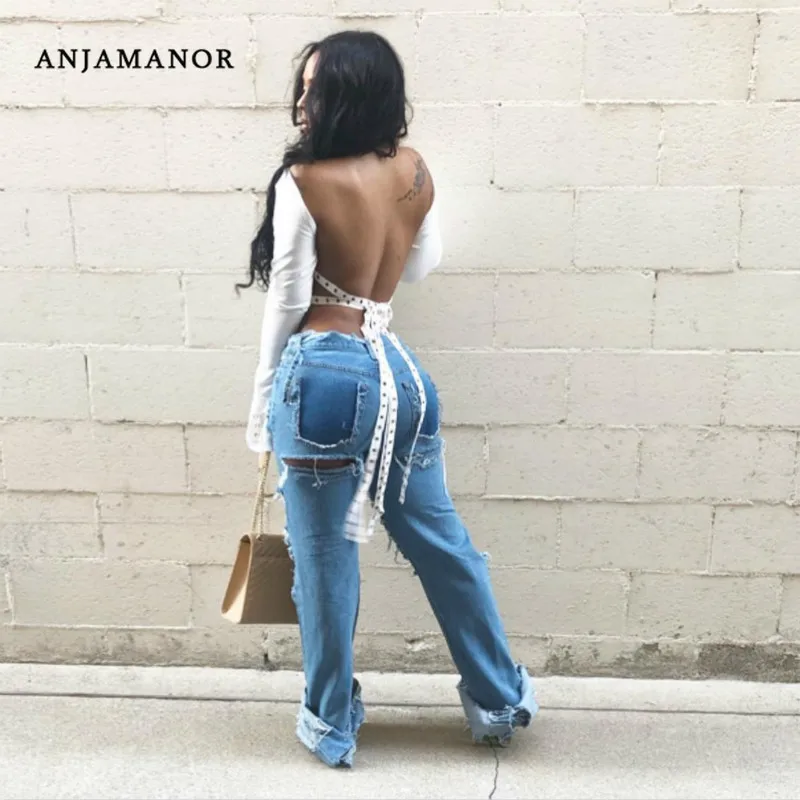 ANJAMANOR сексуальным вырезом на спине и блузки каждый день женские топы с открытой